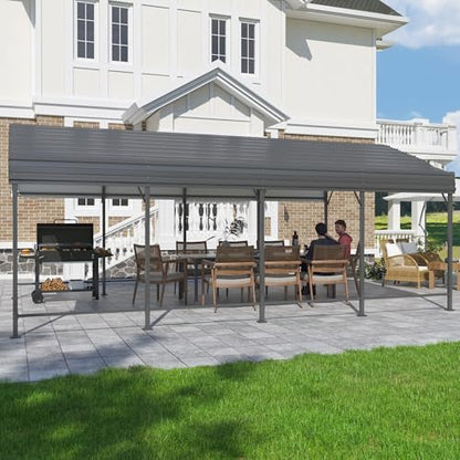 12x20 FT Metal Carport Canopy with Reinforced Base