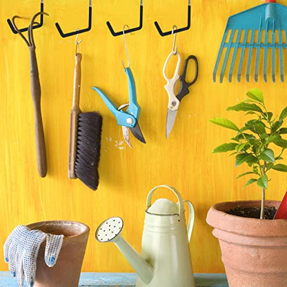 12 Pack Heavy Duty Rafter Hooks for Hanging Vinyl Coated Large S Hooks for Hanging Ladder Bike Hangers Garage Storage Organizer Black (12 Count)