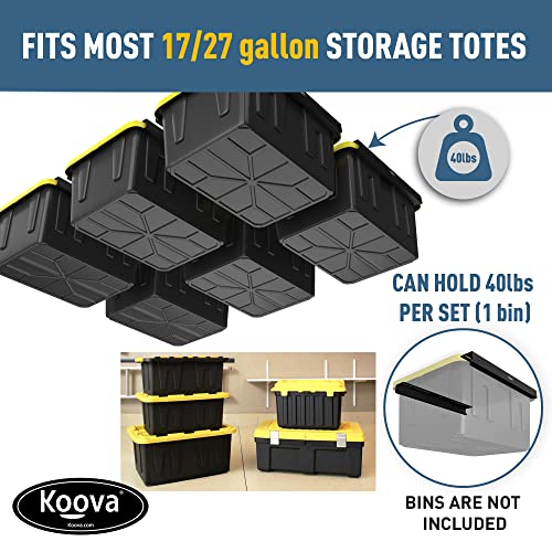 Heavy Duty Overhead Garage Storage Rack for 6 Bins. Adjustable Width (6 Count)