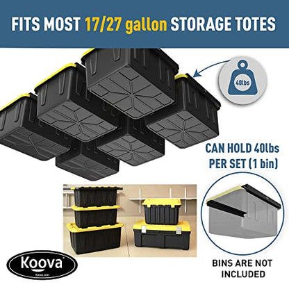 Heavy Duty Overhead Garage Storage Rack for 6 Bins. Adjustable Width (6 Count)