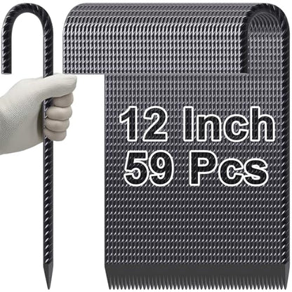 Rebar Stakes 12 Inch J Hook Heavy Duty Tent Stakes for Wire Fencing (60 Count)