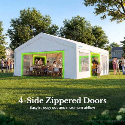 20x20ft Heavy Duty Party Tent Outdoor Canopy with Mesh Windows