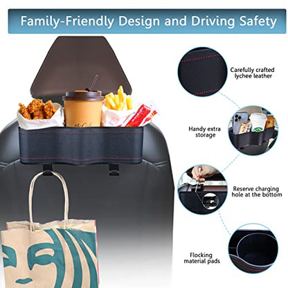 Backseat Car Organizer with Cup Holder &Headrest Hooks