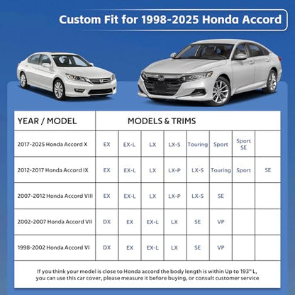 10 Layers Car Cover Custom Fit for Honda Accord
