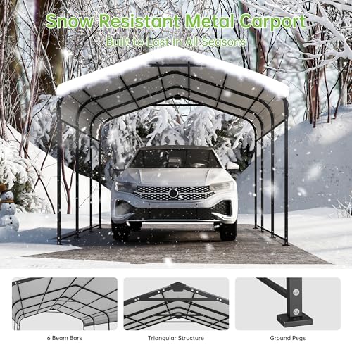 10x15 FT Updated Galvanized Steel Roof Metal Carport