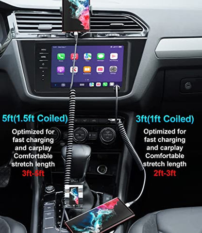 USB Type C Coiled Cable Fast Charging (2 Count)