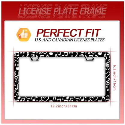 Music Note Stainless Steel License Plate Frame for US Cars Decor