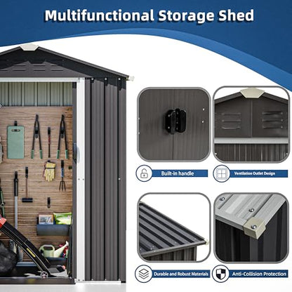 JY QAQA 5x3 FT Metal Outdoor Garden Storage Shed