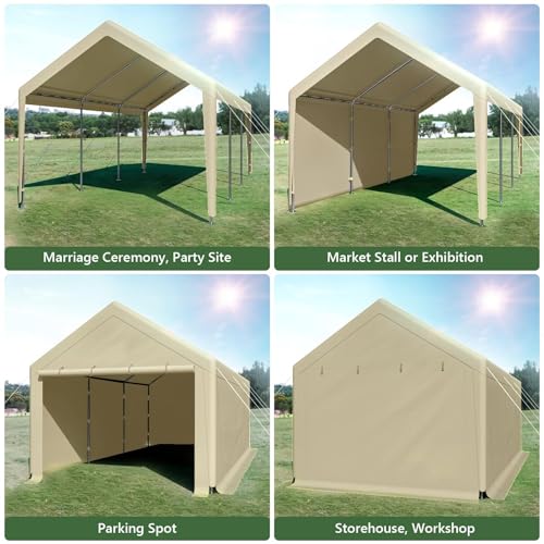 10x20 ft Heavy Duty Carport with Removable Sidewalls