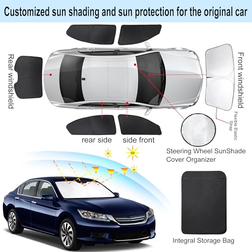 Window Shades for Honda Accord 2013 2014 2015 2016 2017 Accessories Car Side Full Windows Windshield Sun Shade Sun UV Rays & Privacy Protection for Camping (6 Count)