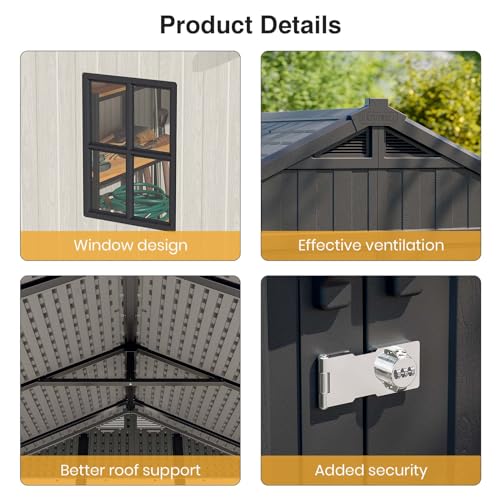 8x6 FT Resin Outdoor Storage Shed with Floor