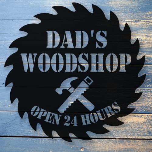 Personalized Dads Woodshop Metal Sign