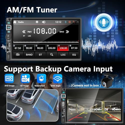 Double Din Car Stereo Compatible with Wireless Carplay&Android Auto&Mirror Link