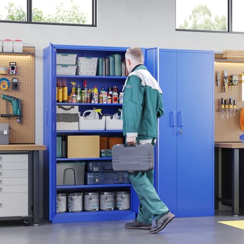 Metal Garage Storage Cabinets with Lock Door and Adjustable Shelves