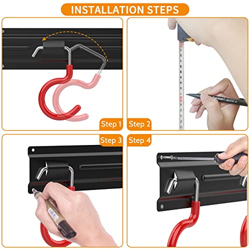 All Metal 64 inch Wall Mount Garden Tool Organizer for Garage
