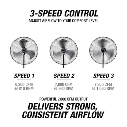 30 Inch Oscillating Pedestal Fan 7800 CFM with Adjustable Height