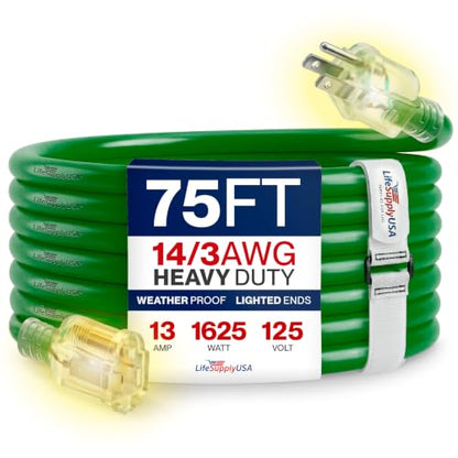 75ft Outdoor Indoor Extension Cord 14