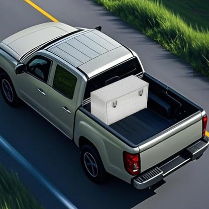 Heavy Duty Aluminum Diamond Plate Tool Box Chest Box Pick Up Truck Bed RV Trailer Toolbox Storage Lockable Organizer with Lock Keys