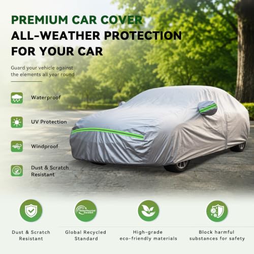 6 Layers Premium Sedan Car Cover Waterproof All Weather Weatherproof UV Sun Protection Snow Dust Storm Resistant Outdoor Exterior Custom Form