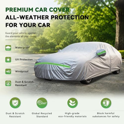 6 Layers Premium Sedan Car Cover Waterproof All Weather Weatherproof UV Sun Protection Snow Dust Storm Resistant Outdoor Exterior Custom Form