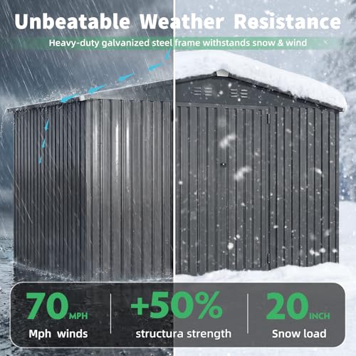 8' x 10' Waterproof Metal Outdoor Storage Shed