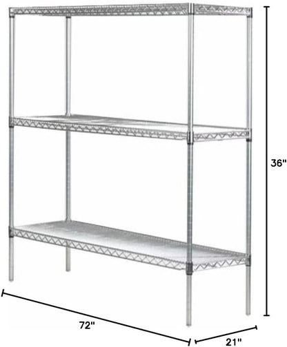Omega 21" Deep x 72" Wide x 36" High 3 Tier Gray Starter Shelving Unit