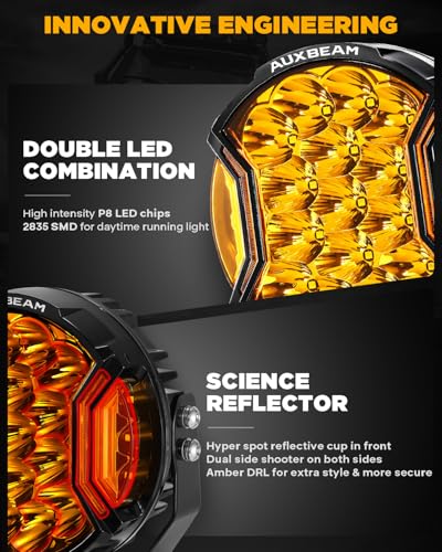 V Ultra Series 7 Inch Side Shooter Offroad Lights Round Amber Pods