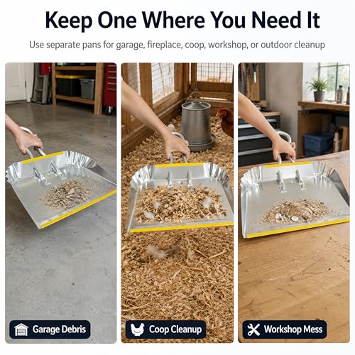 3 Pack 17" Heavy Duty Metal Dust Pans (3 Count)