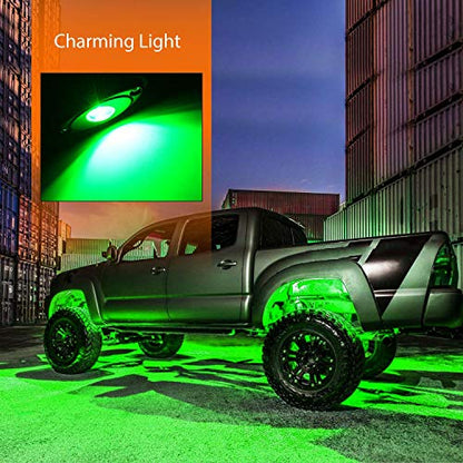 LED Rock Light Pods Waterproof Under Body Wheel Well Light Exterior Interior Lights for Car Truck Pickups ATV UTV SUV Motorcycle Boat (4 Count)