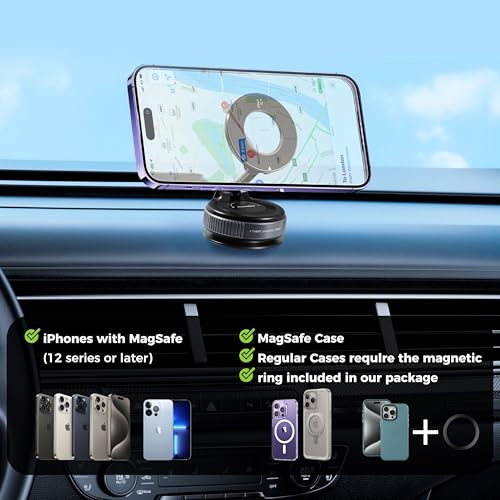 Vacuum Magnetic Phone Holder for Car 360° Adjustable Magsafe Car Mount
