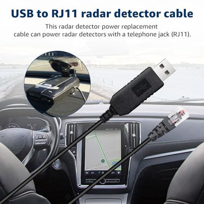 USB C to RJ11 & USB to RJ11 Radar Detector Cable for Escort Uniden & More (2 Count)