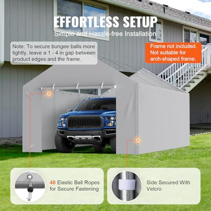 Carport Replacement Canopy Cover Side Wall 12 x 20 ft