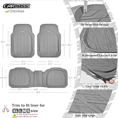 Deep Dish Rubber Floor Mats for Cars Full Set (3 Count)
