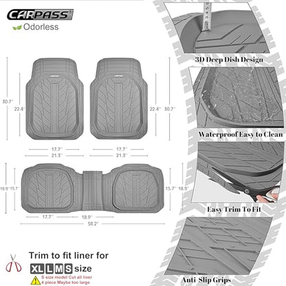 Deep Dish Rubber Floor Mats for Cars Full Set (3 Count)