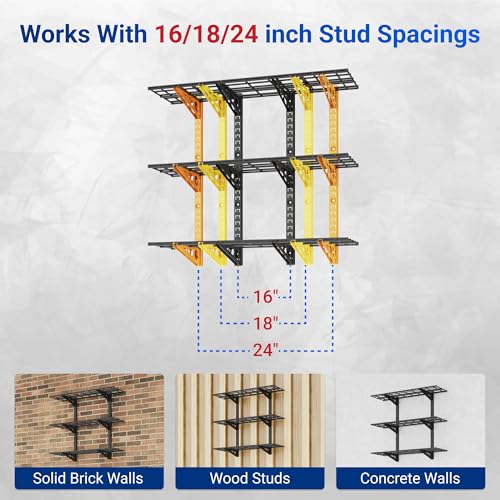 3 Tier 1x3ft Garage Storage Wall Shelving