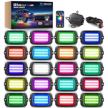 Q1 MAX 20 Pod Chasing Color Rock Lights for Trucks UTV SUV ATV (70.4 Ounce)