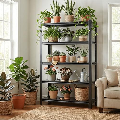 5 Tier Heavy Duty Storage Shelves with Lockable Casters (5 Count)