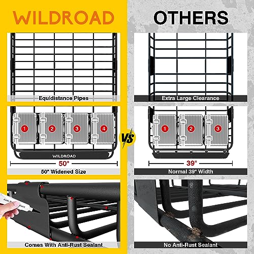 Rooftop Cargo Carrier Combo Roof Rack Cargo Basket 65" x 50" x 4"