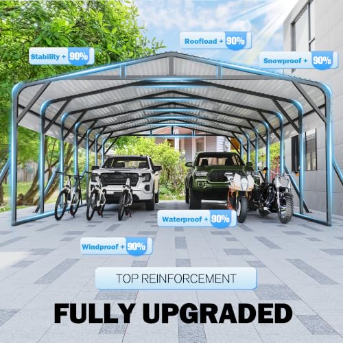20X30 FT Heavy Duty Metal Carport Canopy with Triangle Frame Base