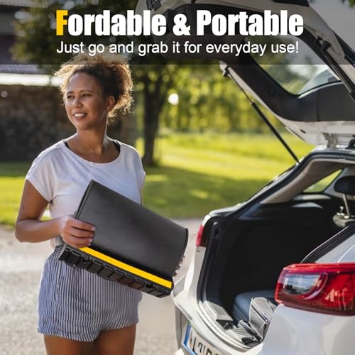 Rubber Garage Parking Mat 17.6 * 23.6 * 2.8" Heavy Duty Wheel Stoppers Anti