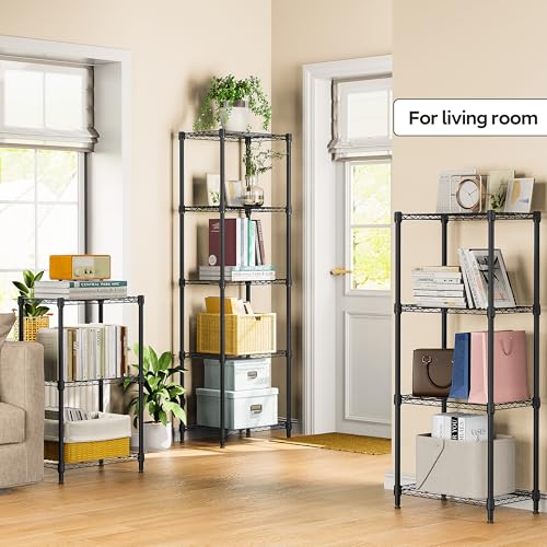 4 Tiers Shelf Metal Storage Shelves Wire Rack Closet Organizers for Garage Kitchen Bathroom Laundry Black 11.8" D x 17.7" W x 41.9" H