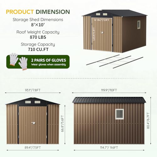 Outdoor Steel Storage Shed with Floor Frame