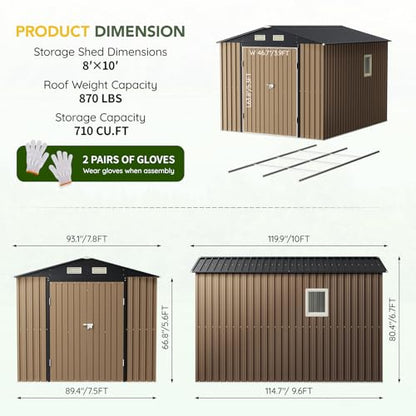 Outdoor Steel Storage Shed with Floor Frame