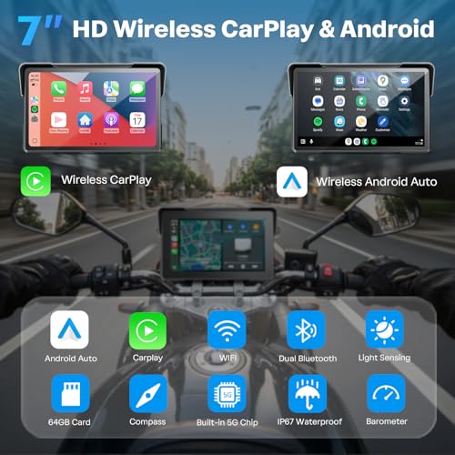 Motorcycle CarPlay Screen with Android Auto