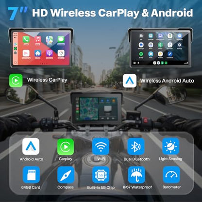 Motorcycle CarPlay Screen with Android Auto