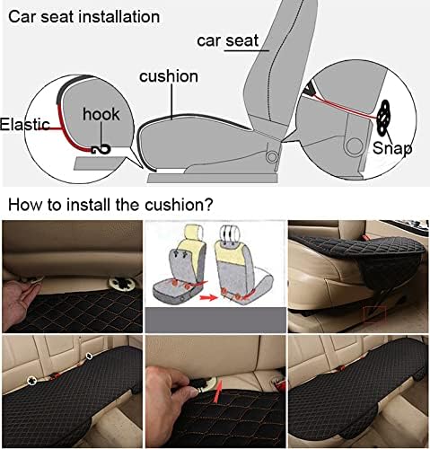 Car Seat Covers Front&Rear Protector Mat Pad, Anti-Slip Full Set Car Seat Cushion, Linen Fabric Universal Size (Gray, Bottom(Front+Rear))
