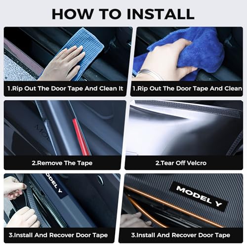 8Pcs Door Sill Protector for Tesla Model Y Juniper 2025 2026 Front and Rear Door Pedal Kick Protection Carbon Fiber Friction Resistant Model Y Juniper Interior Accessories