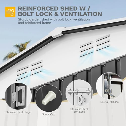10x10ft Metal Outdoor Storage Shed with Window