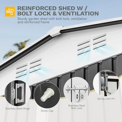 10x10ft Metal Outdoor Storage Shed with Window