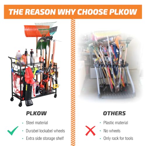 Rolling Garden Tool Organizer with Shelves and Hooks